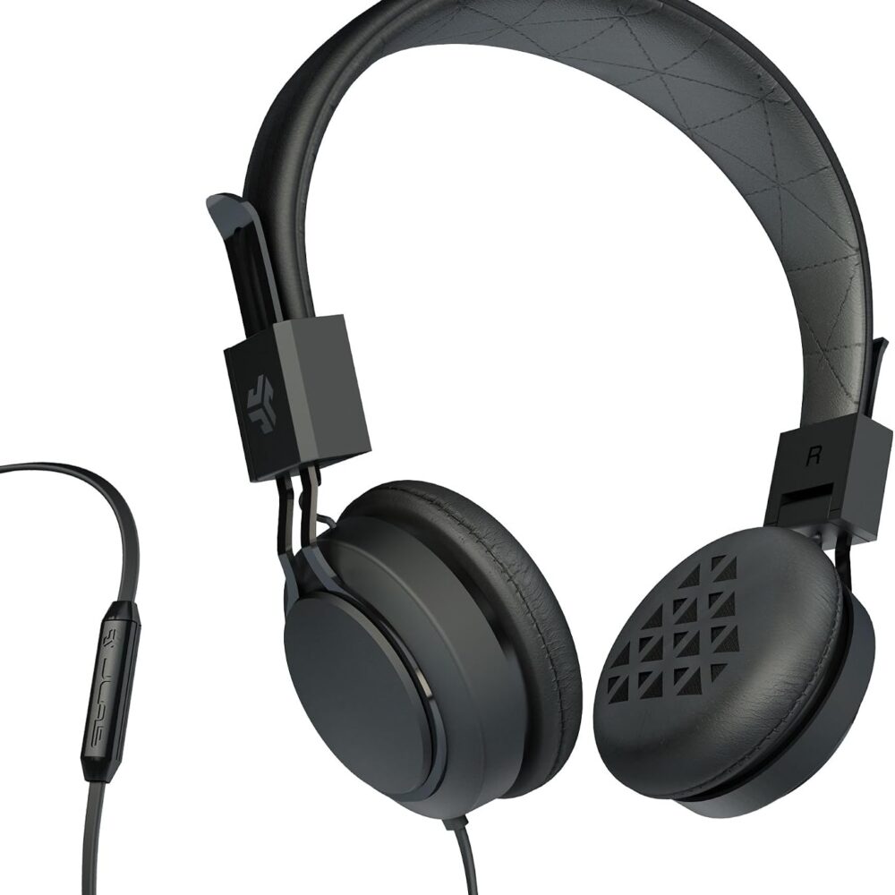 JLAB Audio Intro Premium On-Ear Headphones, with Universal Mic (Black)