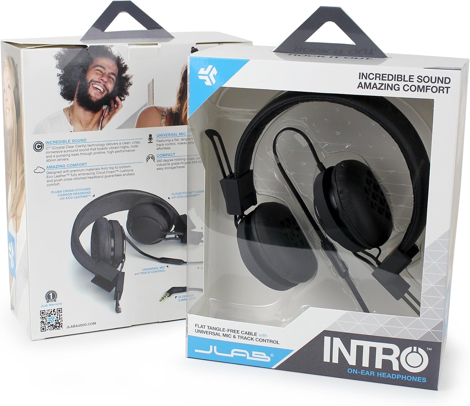JLAB Audio Intro Premium On-Ear Headphones, with Universal Mic (Black) - Image 4