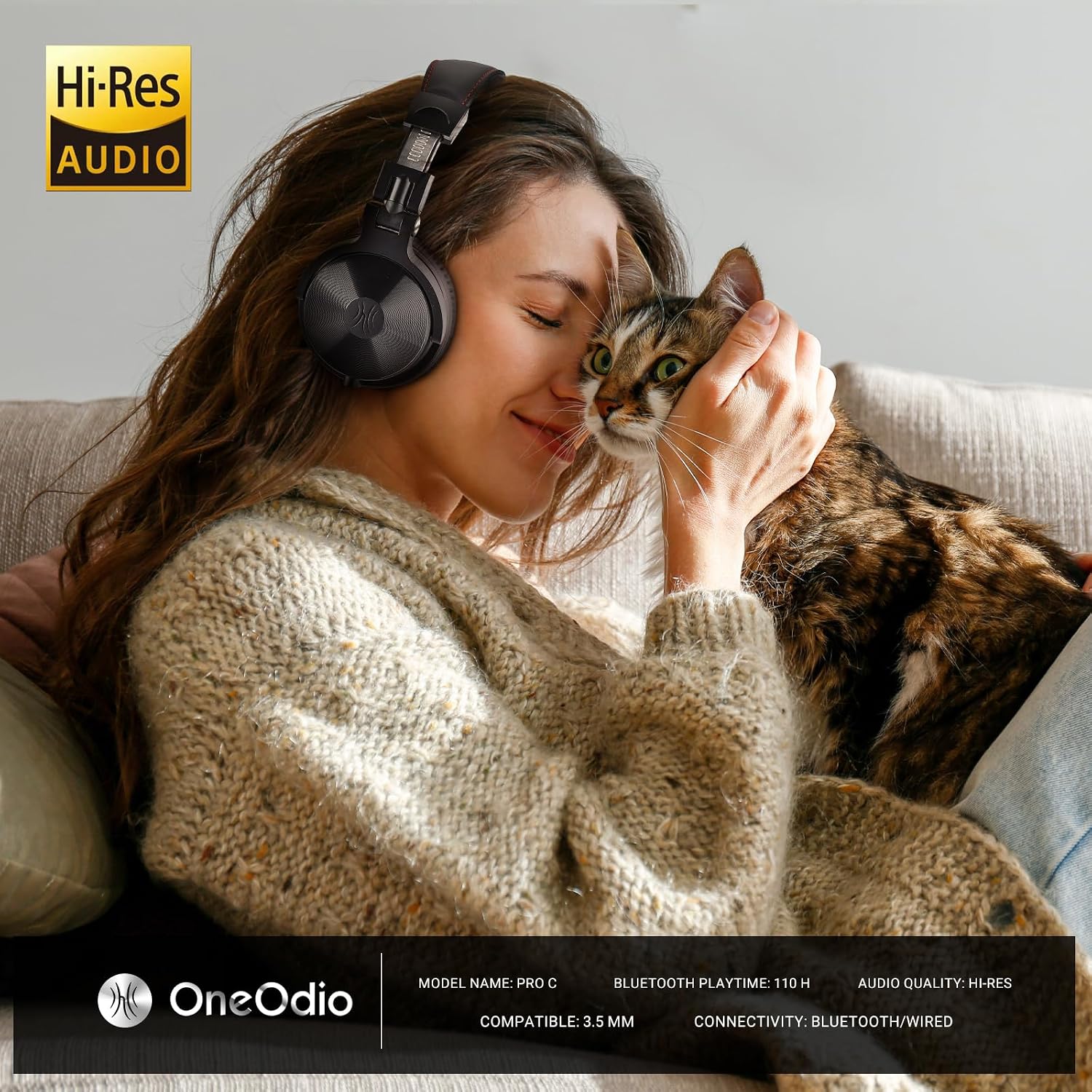 OneOdio Pro C Wired & Wireless Over-Ear Headphones, 110H, 50mm Drivers - Image 3