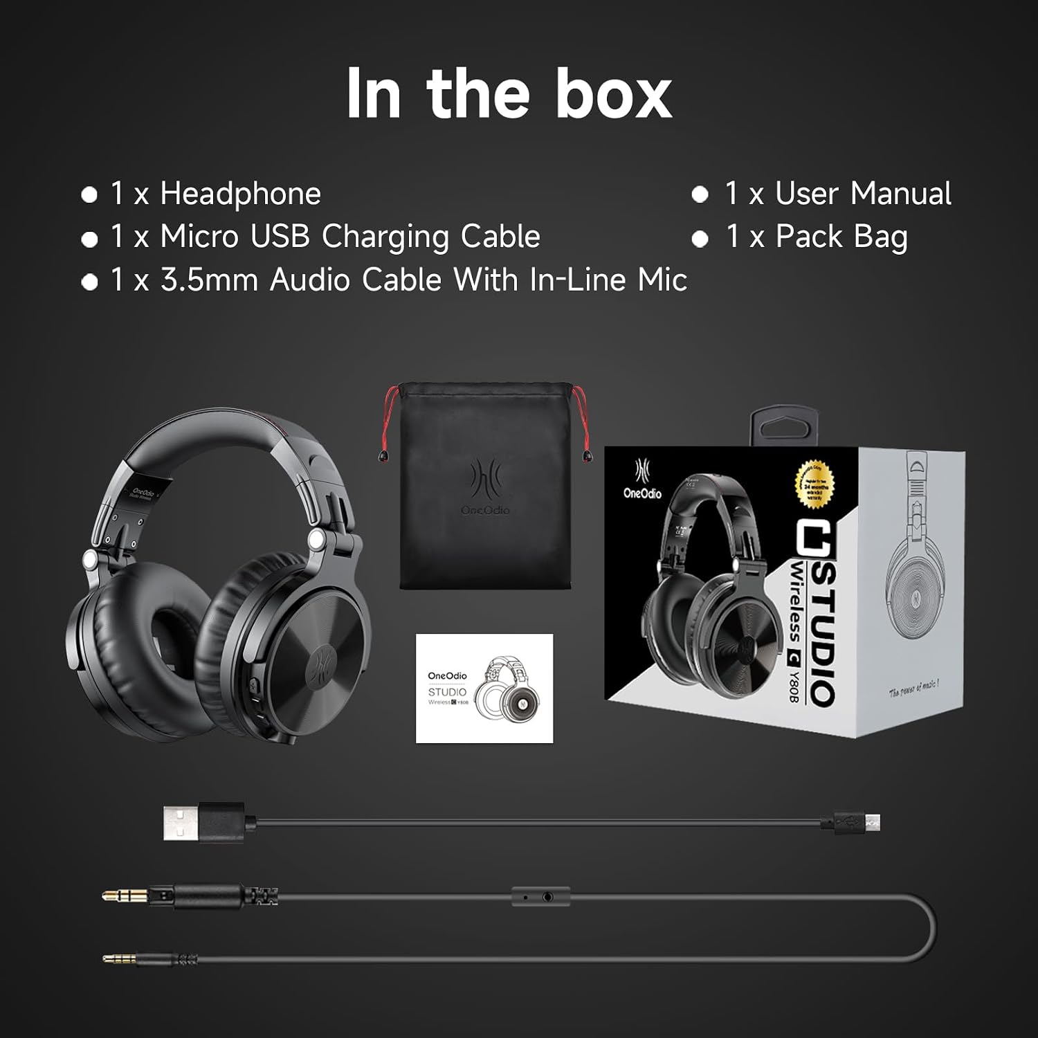 OneOdio Pro C Wired & Wireless Over-Ear Headphones, 110H, 50mm Drivers - Image 9